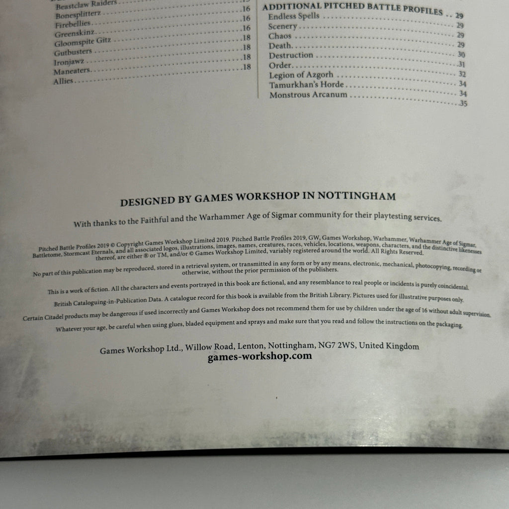 Warhammer: Age of Sigmar Pitched Battle Profiles 2019