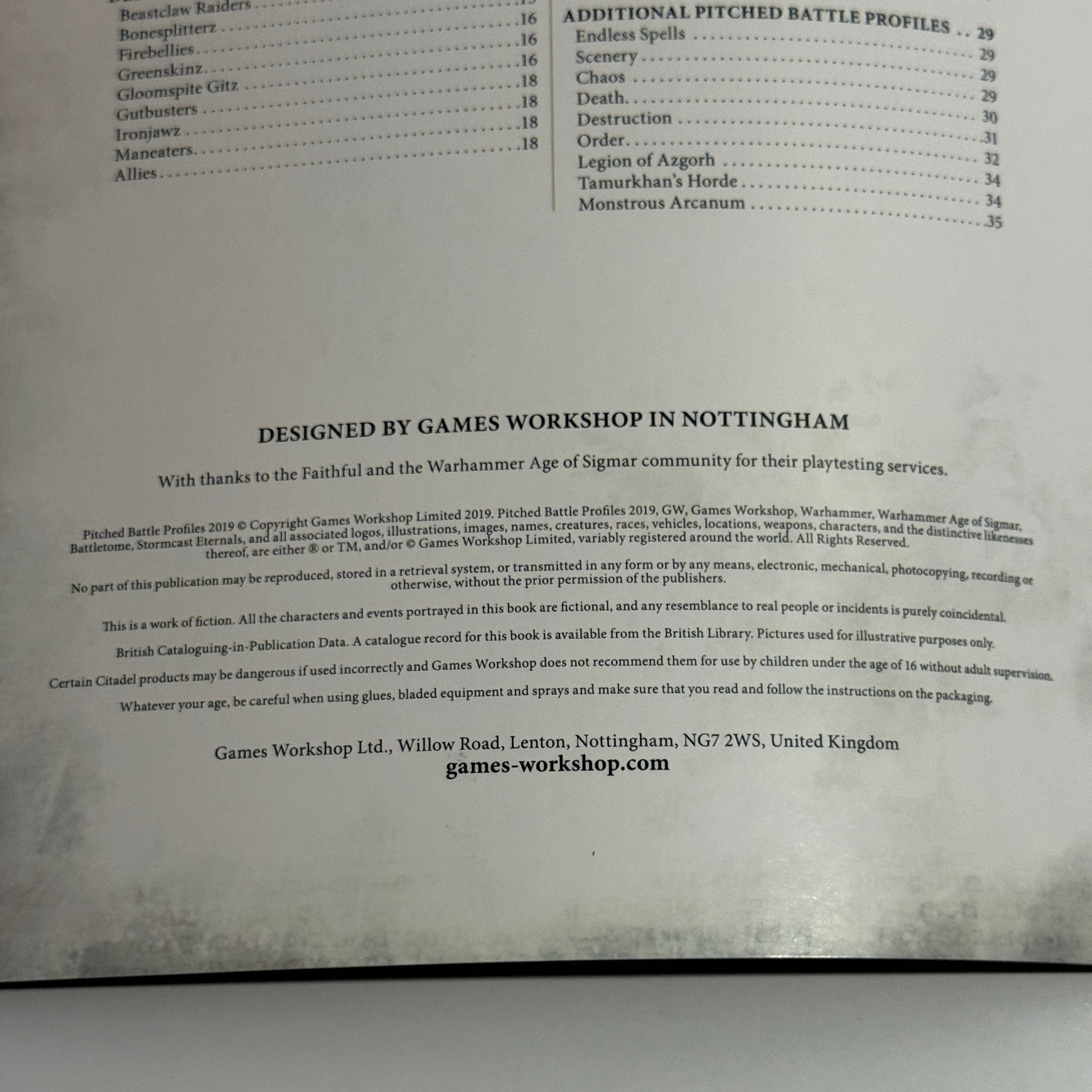 Warhammer: Age of Sigmar Pitched Battle Profiles 2019