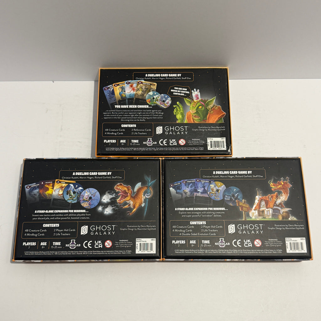 Mindbug Board Game Bundle (First Contact, Beyond Evolution, Beyond Eternity)
