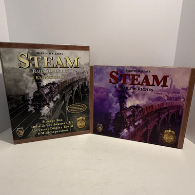 Steam: Rails to Riches Board Game w/ Expansions #1-5