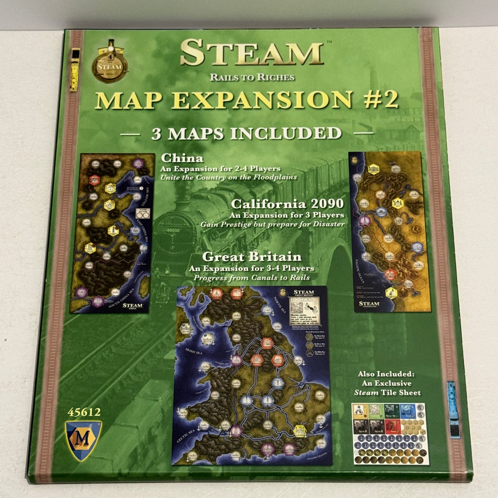 Steam: Rails to Riches Board Game w/ Expansions #1-5
