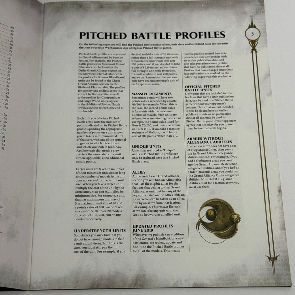 Warhammer: Age of Sigmar Pitched Battle Profiles 2019
