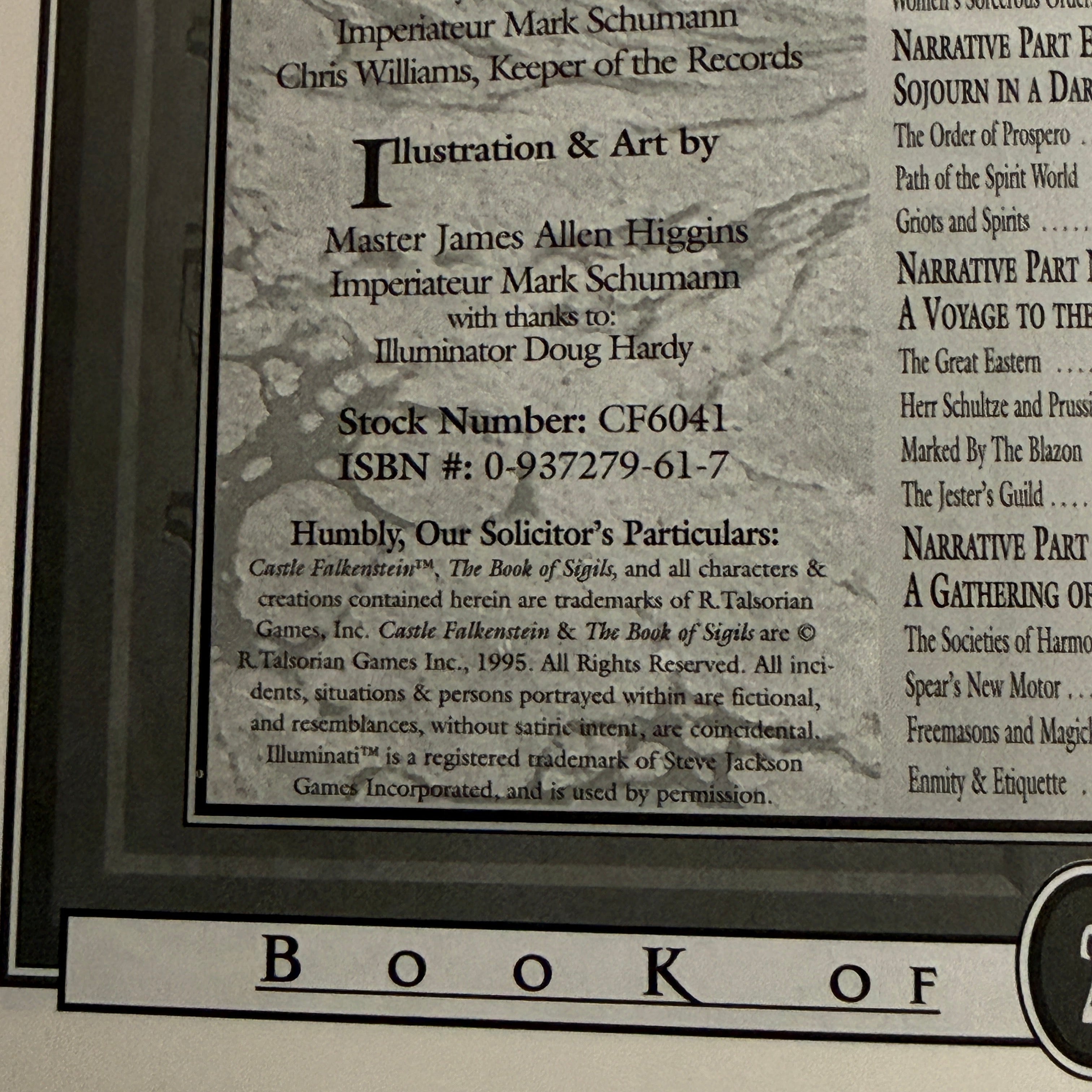 Castle Falkenstein: The Book of Sigils CF6041