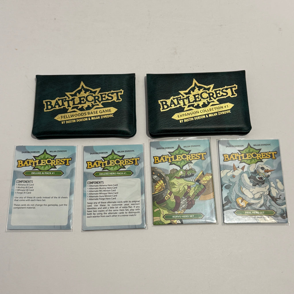 Battlecrest Fellwoods Game w/ Expansion Collection #1,  Pavl,  Korvu, Hero & AI Pack